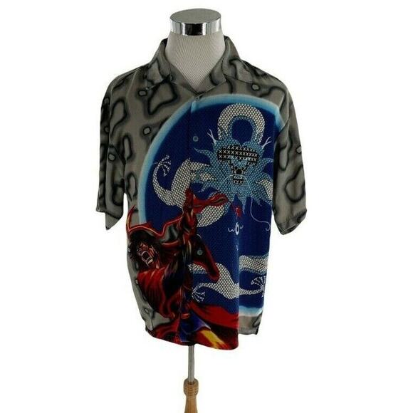 J/E/T Shirt Men's Size Medium Streetwear Multicolor Graphics Buttons Casual Top - Picture 3 of 9